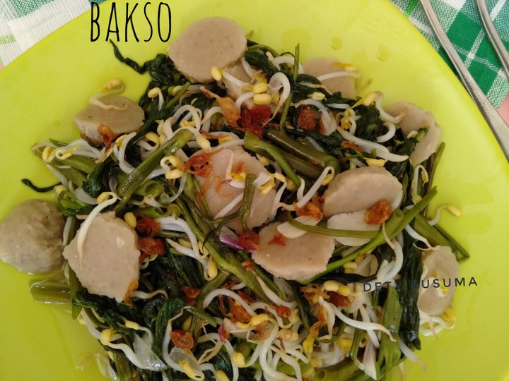 Resep 89. Tumis kangkung, touge dgn bakso Anti Gagal