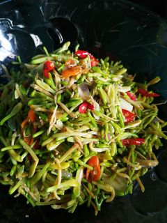Foto resep Tumis bunga pepaya + ikan teri