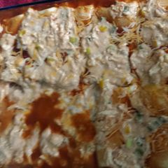 A picture of Chicken enchiladas.