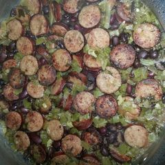 A picture of Red Beans & Rice with Kielbasa.