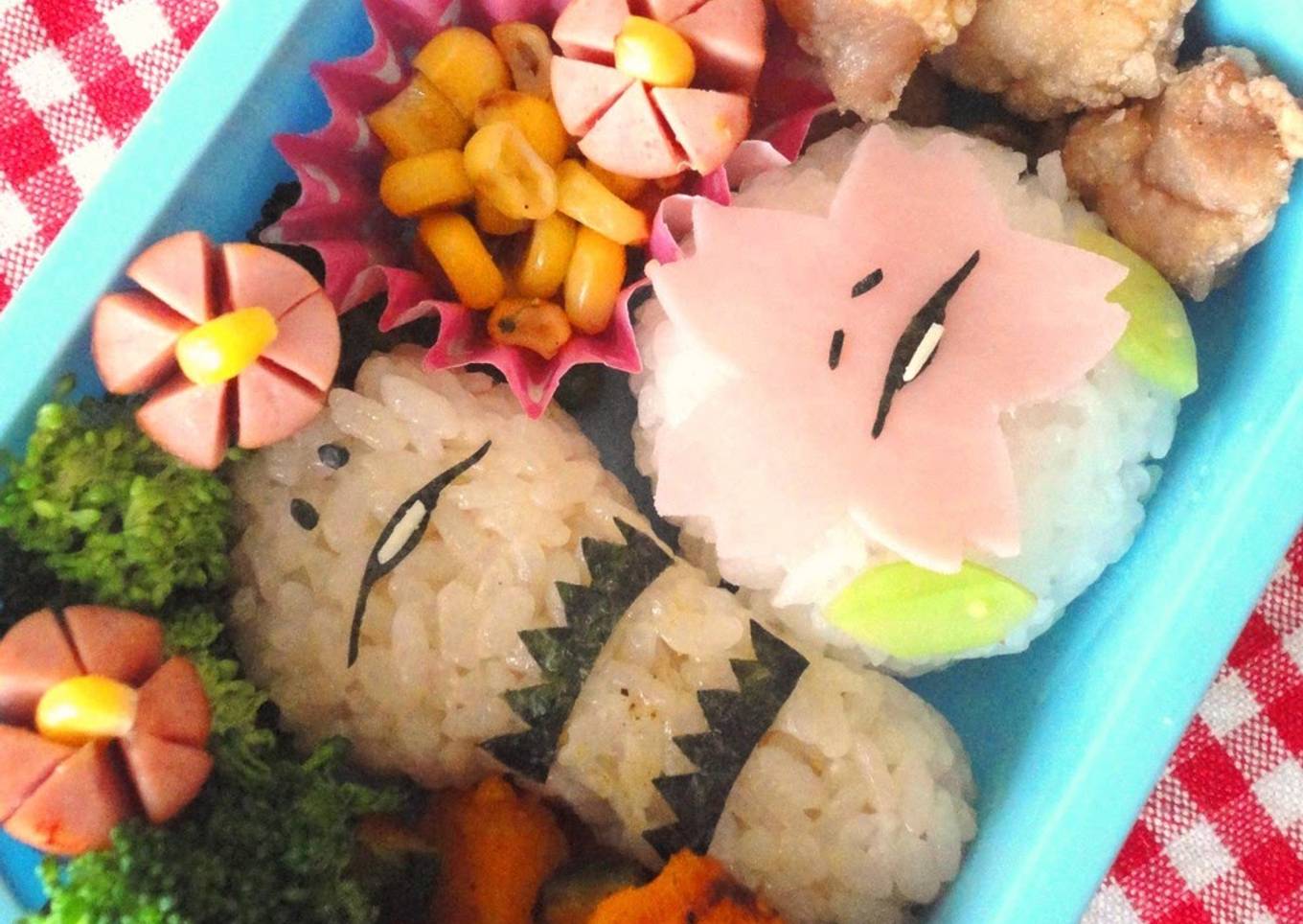 Character Bento: Sakura and Tsukushi (Horsetail Shoots)- Sakura Viewing Bento