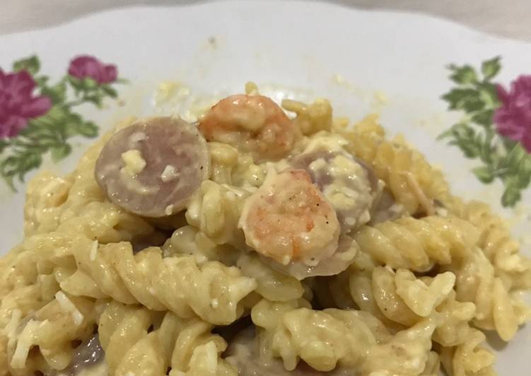 Fusilli Carbonara Shirmp Sauce