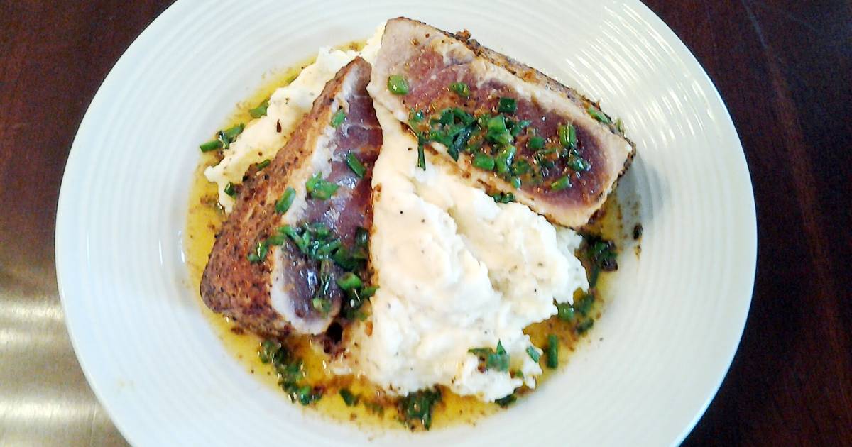 Pan Seared Tuna Steaks With Lemon Butter Pan Sauce Recipe By Fenway Cookpad 