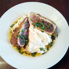 A picture of Pan Seared Tuna Steaks with Lemon Butter Pan Sauce.