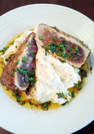 A picture of Pan Seared Tuna Steaks with Lemon Butter Pan Sauce.