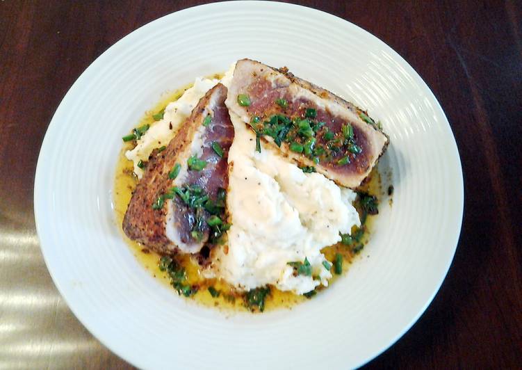 Pan Seared Tuna Steaks with Lemon Butter Pan Sauce