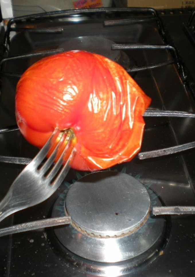A picture of Quick! Easy! Foolproof! How to Toast and Peel Tomatoes.