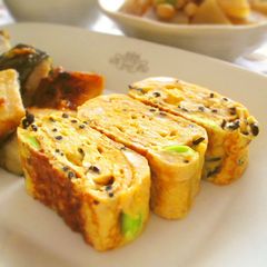A picture of Tofu Hamburgers-like? Tamagoyaki for Bentos.
