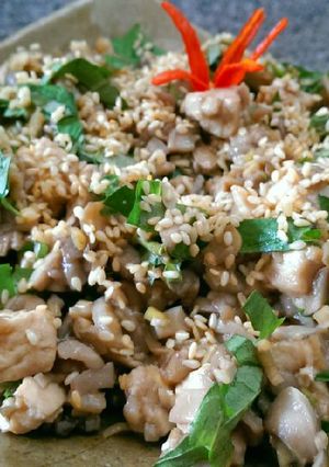 Hình của món Bánh Đa Xúc Nấm Đậu (Món Chay).
