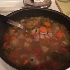 A picture of Left-Over Turkey/Vegetable Soup.
