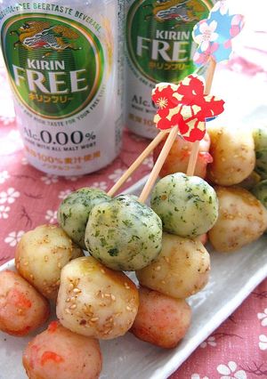 A picture of Tricolor Potato Balls For Cherry Blossom Viewing.