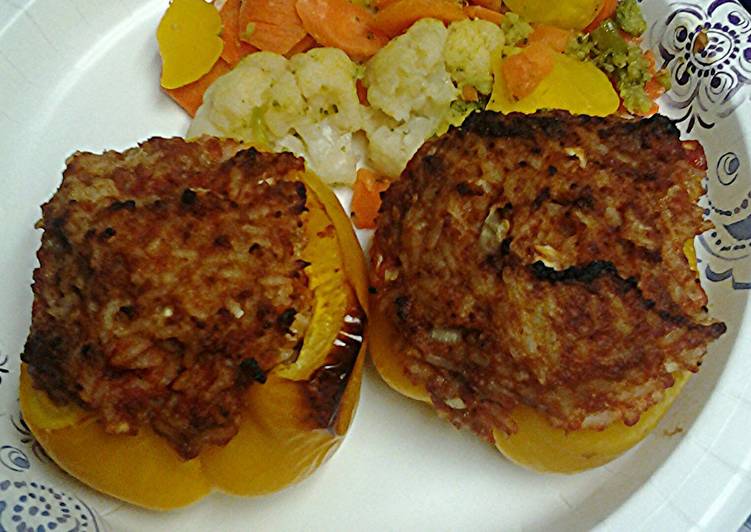 Stuffed peppers and a half shell