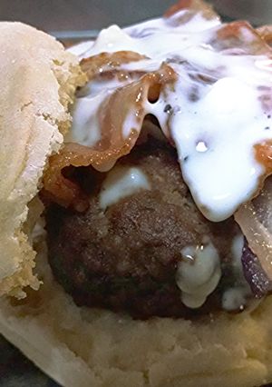 A picture of English Muffin Burger.