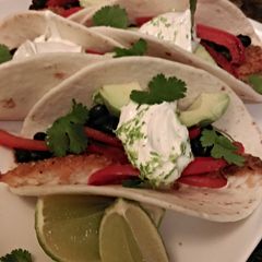 A picture of Tex Mex Fish Tacos.....AWESOME.