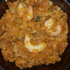 A picture of Shrimp and veggie stew.