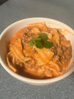 A picture of Lasagna soup.