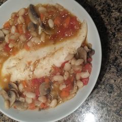 A picture of Tilapia and white beans.