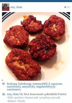 A picture of asian fish patties.