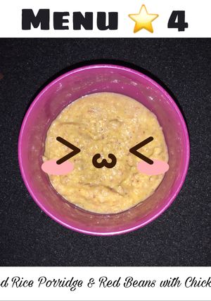 Foto resep Mpasi 7m+ Menu 4 Bintang (Bubur beras merah & kacang merah)