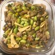 Pan fry ground pork with Bean curd sheet, edamame and preserved mustard stem