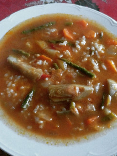 Una foto de Arroz caldoso de verduras