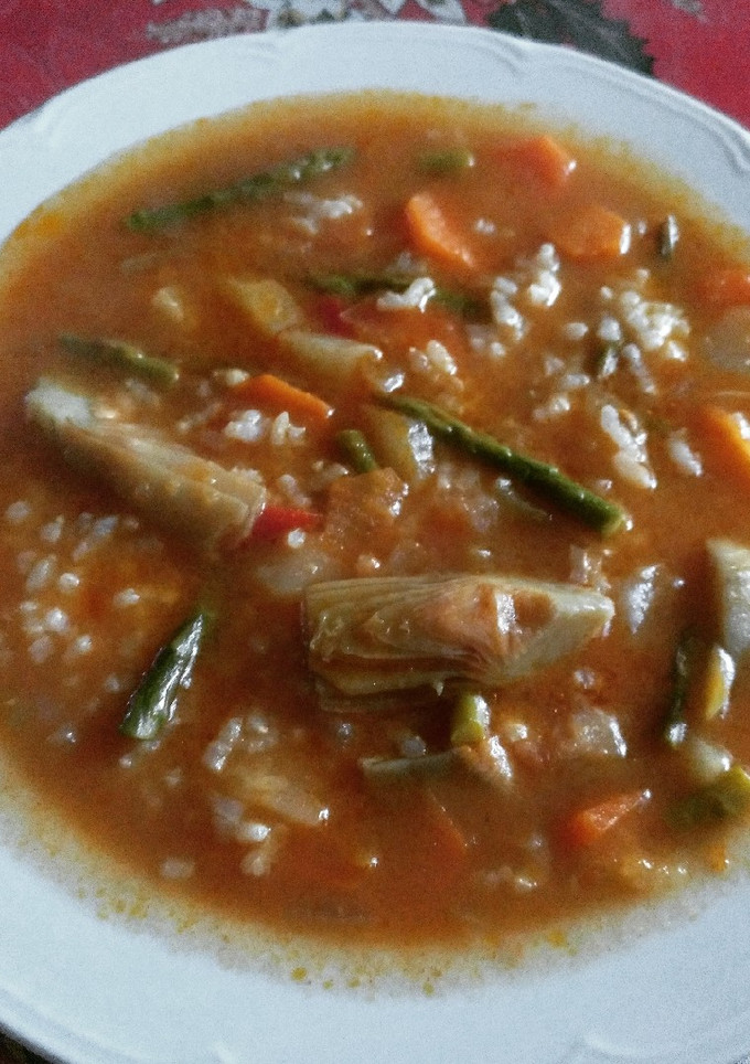 Una foto de Arroz caldoso de verduras