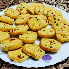 Very crispy karachi biscuits or tutti fruity cookies A picture of Very crispy karachi biscuits or tutti fruity cookies.