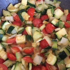 A picture of Courgette, Onion and Tomato Stir Fry.