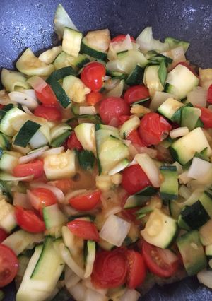 A picture of Courgette, Onion and Tomato Stir Fry.