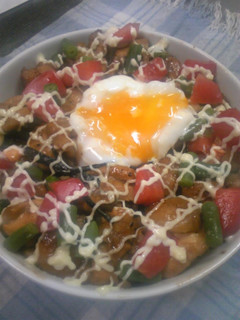 A picture of Soft-Poached Egg Yakitori Bowl.