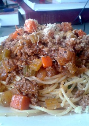 A picture of Louisiana sauce sardines and rocket pasta.