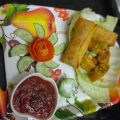 Homemade spring roll A picture of Homemade spring roll.
