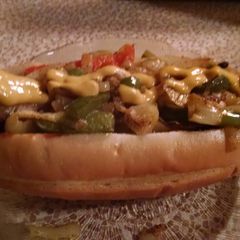 A picture of Roosters Italian sausage/ Cheddar cheese.