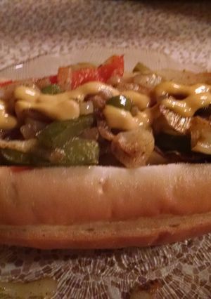 A picture of Roosters Italian sausage/ Cheddar cheese.