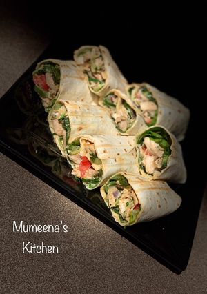 A picture of Tortilla chicken wrap.