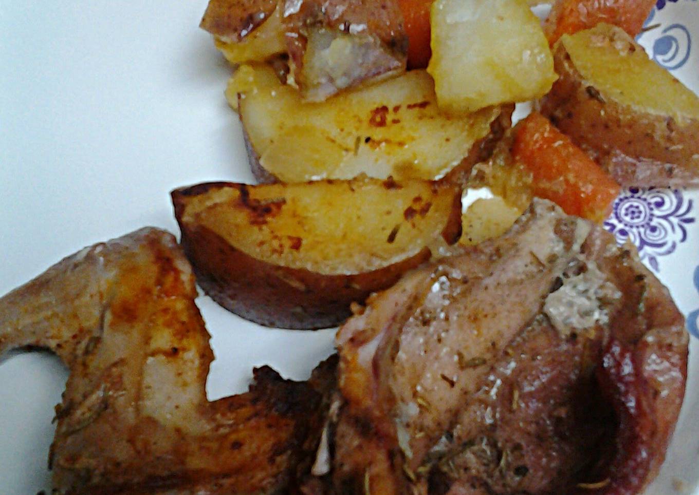 Roasted rabbit with carrots