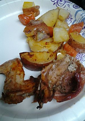 A picture of Roasted Rabbit with Roots.