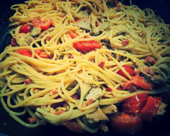 Update, Serving Recipe Spaghetti with Smocked Ham tomatoes and meat Yummy