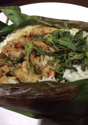 Foto resep Nasi Bakar Ayam Lada Hitam dengan Kemangi