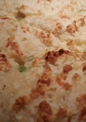A picture of Cheesy biscuit topped chicken pot pie.