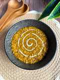 Lentejas al curry con topping de yogur