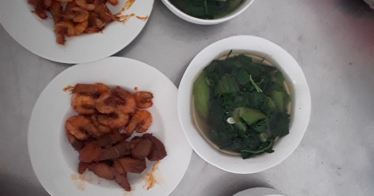 Cách Làm Món Tôm Rim Thịt Ba Rọi, Canh Rau Mướp của Món Ngon Miền Quê ...