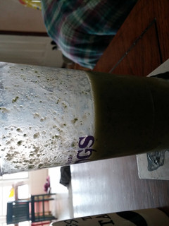 A picture of tropical fruit breakfast smoothie.