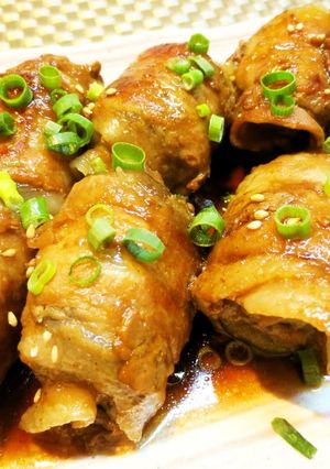 A picture of Pork and Eggplant Layered Roll-ups.