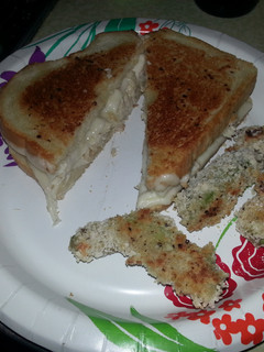 A picture of Grilled turkey and havarti sandwiches with garlic mayo.