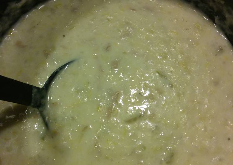 Leek and potato lumpy soup