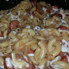 A picture of French Onion Sausage Pasta.