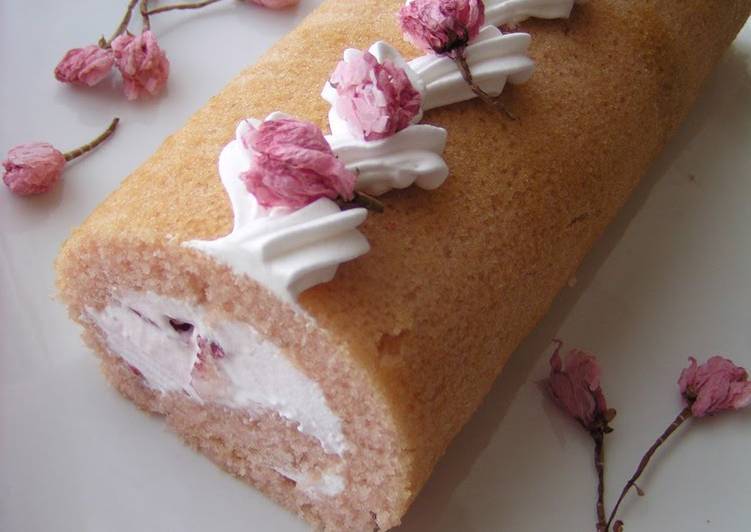 How to Make Quick Waiting for Spring Sakura Swiss Roll (Egg- and Dairy-Free)