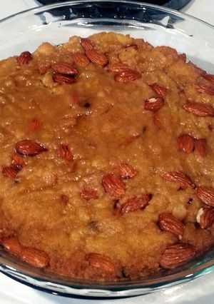 A picture of Almond cookie crumble pie.