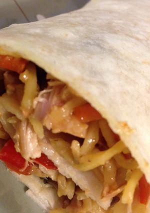 A picture of Peanut Teriyaki Chicken Wraps.